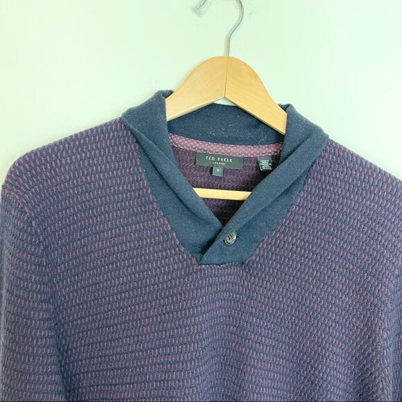 Ted Baker London Merino Wool Blend Sweater Pullover Shawl Collar men's size XL - Picture 3 of 7